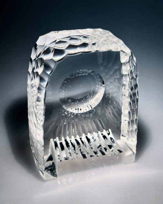 Cave, 2026, hand carved Schott optical crystal, H:19 W:16 D:9cm, Lothar Böttcher