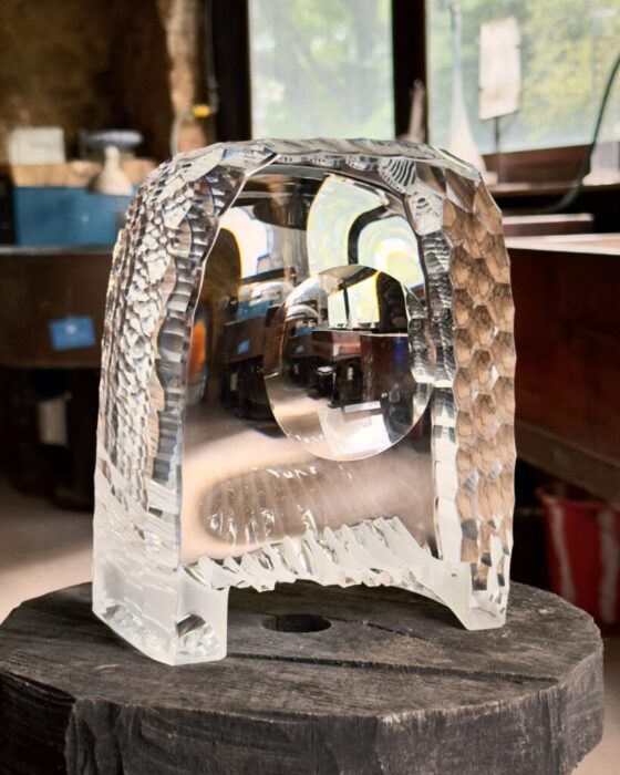 Cave, 2026, hand carved Schott optical crystal, H:19 W:16 D:9cm, Lothar Böttcher